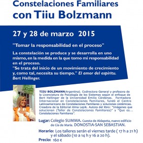 Taller de Constelaciones Familiares con Tiiu Bolzmann 27 y 28 de marzo 2015